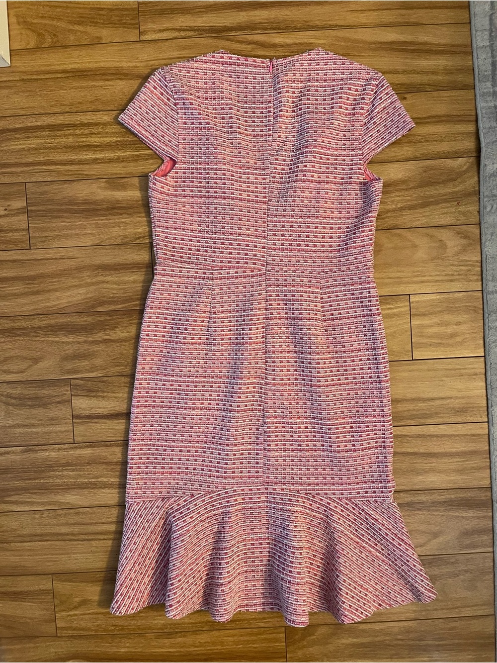 Grace Karin Pink Square-Neck Midi Tweed Dress with Flounce Hem - Picture 4 of 4